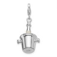 thumbnail image 3 of Auriga 925 Sterling Silver Polished 3-D Enameled Champagne Bottle in Ice Bucket w/ Lobster Charm, 3 of 6
