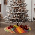 thumbnail image 5 of Salouo Abstract Watercolors Tartan Christmas Tree Skirt 30" Farmhouse Christmas Decorations Snowman Xmas Tree Skirt Tree Mat for Holiday Party Decor, 5 of 8