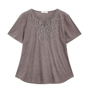 Fantaslook Lace Plus Size Tops for Women V Neck Short Sleeve Blouses Summer Tunic Shirts