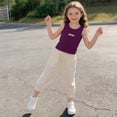 thumbnail image 4 of Eltusu Girls Cotton Tanks Tops, Summer Soft Crewneck Casual Sleeveless T-Shirts Purple Size 6 T, 4 of 6