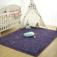 thumbnail image 4 of Soft Fluffy Area Rugs for Bedroom Kids Room Plush Shaggy Nursery Rug Furry Throw Carpets for Boys Girls, College Dorm Fuzzy Rugs Living Room Home Decorate Rug,Purple Grey,1.3 x 2 Feet, 4 of 7