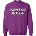 thumbnail image 2 of OXI Crewneck Sweatshirt - I Can't Go To Hell, Basic Casual Sweatshirts for Men's and Women Fleece Sweatshirt Long Sleeve - Purple Medium, 2 of 2