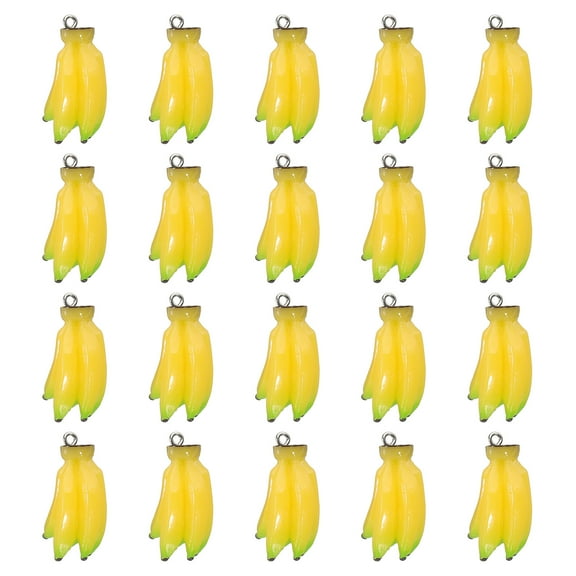 Uxcell 20Pcs Resin Banana Charms, Cute Fruit Charms Pendants 3D Imitation Food Fruit Beads Bulk for DIY Jewelry Making