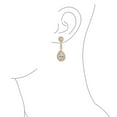 thumbnail image 3 of Bling Jewelry Womens Teardrop Halo Pave CZ Dangle Statement Clip On Earrings Rose, 3 of 6