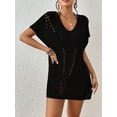 thumbnail image 5 of Bsubseach Women Knit Bikini Cover Up Black Sheer Sexy Swim Coverups Batwing Sleeve Resort Outfits, 5 of 6
