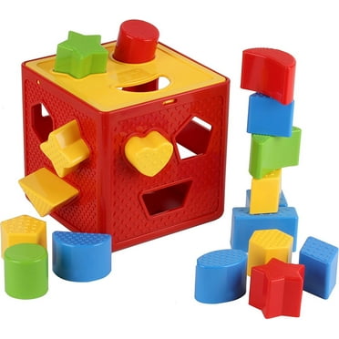 Baby Blocks Shape Sorter Toy - Children's Blocks Includes 18 Shapes - Color Recognition Shape Toys With Colorful Sorter Cube Box - My First Baby Toys - Toys Gift For Boys And Girls
