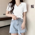 thumbnail image 6 of PADFRYBK Summer T-Shirt For Women Casual V-Neck Pullover Short Sleeve Tops Go Anywhere Solid Color Loose Casual Tunic Blouses, 6 of 6