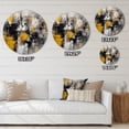thumbnail image 4 of Designart "Captivating Liquid Ink in Yellow and Grey" Abstract Marble Metal Round Wall Decor, 4 of 5