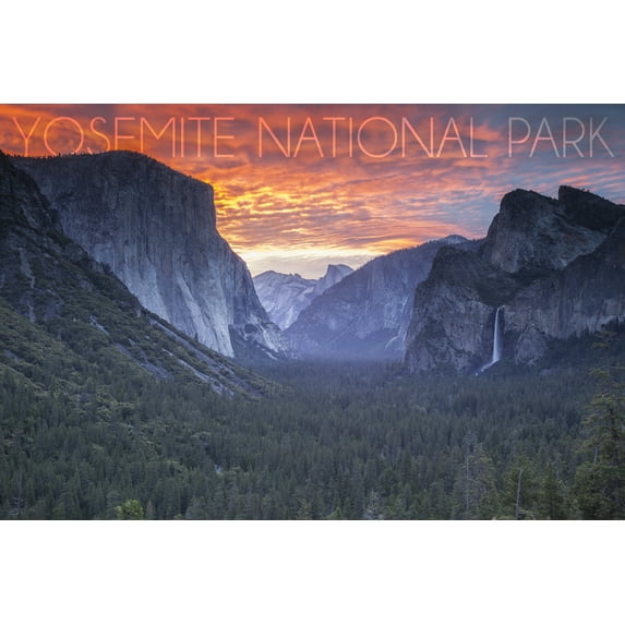 Yosemite National Park, California, Valley at Sunset (36x54 Giclee Gallery Art Print, Vivid Textured Wall Decor)