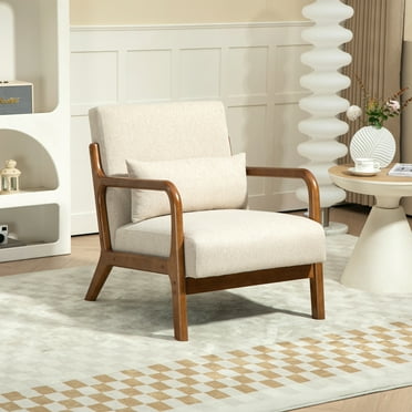 Mainstays Wood Arm Accent Chair, Beige