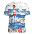 thumbnail image 5 of Lighthouse Sailboat Ocean Waves T Shirts Basic T-Shirt Short Sleeve Ladies Tee Shirt Summer Graphic Clothing, 5 of 7