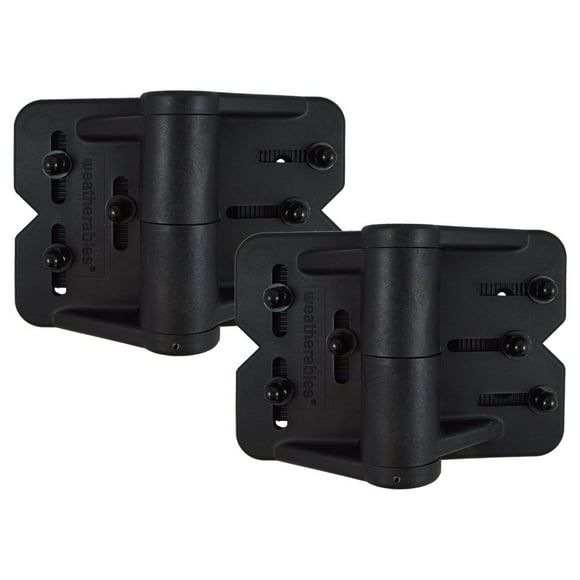 Weatherables | WBGA-HINGEHD-NW | Heavy Duty Nylon Polymer Multi-Adjustable Self-Closing Hinges 2 Pack | Black | Gate Hardware