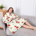 thumbnail image 5 of Oversized Wearable Blanket Hoodie,Pioneer Flower Floral Print Pattern Sherpa Blanket Hoodie with Super Pockets,Super Warm Fuzzy Pullover for Women & Men, 5 of 6