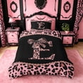 thumbnail image 2 of meiyoeat Girls Personalized Monogram Gifts Twin Bedding For Leopard Print Lovers,Pink Cheetah Bowknot Letter E Duvet Cover Set For Kids,pink Reversible,2 Pieces(No Comforter), 2 of 6