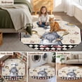 thumbnail image 5 of Vintage Gnomes Round Area Rug 7Ft Washable Circle Rugs for Dorm Laundry Room, Black Red Checkered Retro Art Non-Slip Carpet Floor Mats Indoor Outdoor Carpet Runner Aesthetic Home Decor, 5 of 8
