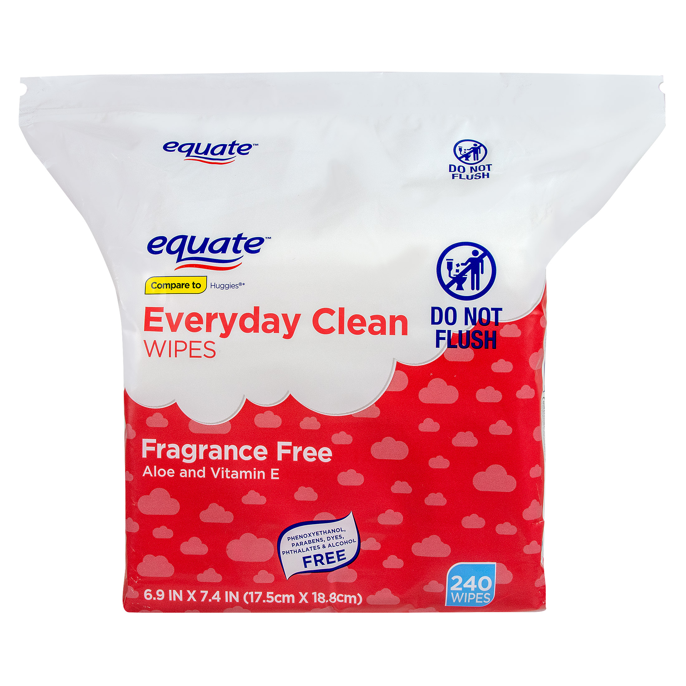 Equate Baby Everyday Clean Wipes with Aloe Vera and Vitamin E, 240 Wipes