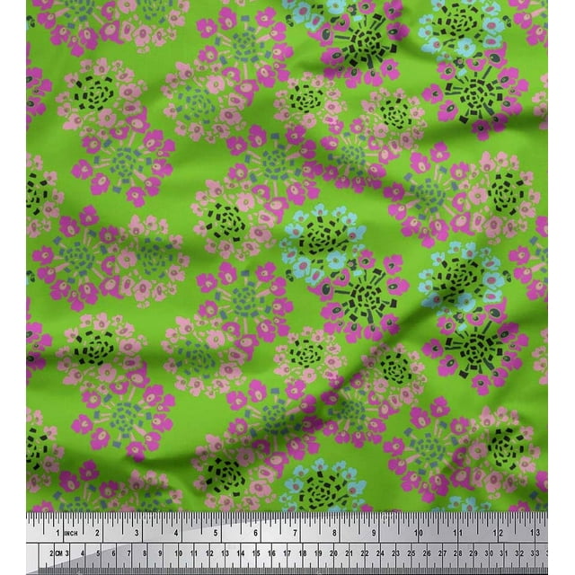Soimoi Poly Georgette Fabric Flower Artistic Print Fabric by the Yard 42 Inch Wide