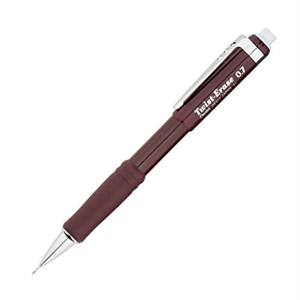 Pentel Twist-Erase III Mechanical Pencil, 0.7mm, Red Barrel, 12 Pack (QE517B)