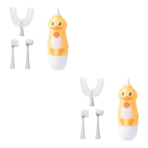 Vogacara Cepillos de eléctricos inteligentes automáticos para niños pequeños Cepillos de Herramientas de limpieza resistentes al calor Amarillo 14.5x5 cm, 6-14 años 2piezas Vogacara CBP196193