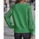 thumbnail image 4 of Blusa verde de otoño/invierno para mujer, talla S, cuello en V, manga larga, ribete de encaje, 4 of 6