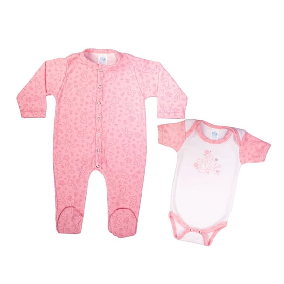 Set de ropa cotidiana Baby Mink Coordinado mameluco 3-6 Conejitas