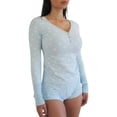 thumbnail image 2 of Sedceaty Women's Spring Summer Outfit Sets Long Sleeve V Neck Floral Tops + Elastic Band Button Shorts, 2 of 8