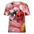thumbnail image 5 of Ladybug Floral Print(1)-3 T Shirts Basic T-Shirt Short Sleeve Ladies Tee Shirt Summer Graphic Clothing, 5 of 6