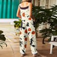 thumbnail image 5 of Halloween Jumpsuits for Women One Piece Sleeveless Pumpkin Print Rompers Pants Adjustable Strap Baggy Overalls Casual Cotton Overalls with Pockets Fashion Fall Clothes Party Outfits, Beige 4XL, 5 of 7