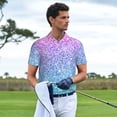 thumbnail image 6 of Vsdgher Multicolor Glitter Print Men's Short Sleeve Stretch Polo Shirt, Moisture-Wicking Performance Polo Shirt, 6 of 8