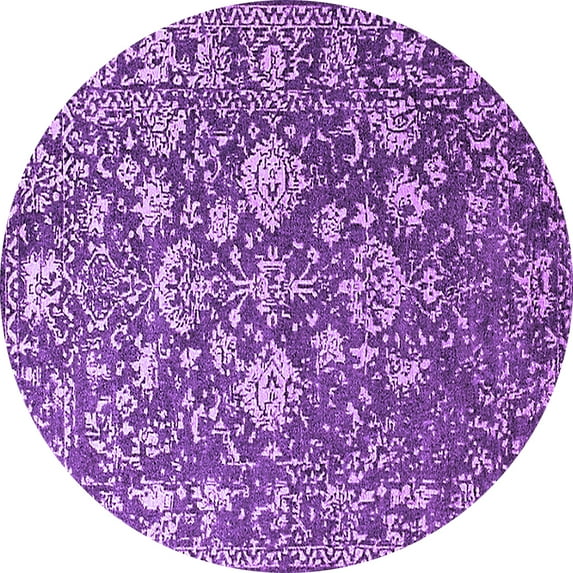 Ahgly Company Indoor Round Oriental Purple Industrial Area Rugs, 4' Round