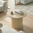 thumbnail image 2 of HOMCOM Table Basse Ronde, Table Centrale 24 Pouces avec Base à Colonne à Lattes, Naturel, 2 of 10