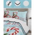 thumbnail image 3 of Twin XL Quilt Bedding Set, Christmas Reversible Summer Quilt 3 Pieces, Xmas Canes Berries Pine Cone Blue Plaid Lightweight Bedspreads Coverlets with 2 Pillow Shams for All Seasons, 3 of 5