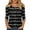 Black, variant on Women's Fashion Casual Three-Quarter Sleeve Button Plaid Striped Print Round Neck Top, Chic Blouse for Women,Gray,S