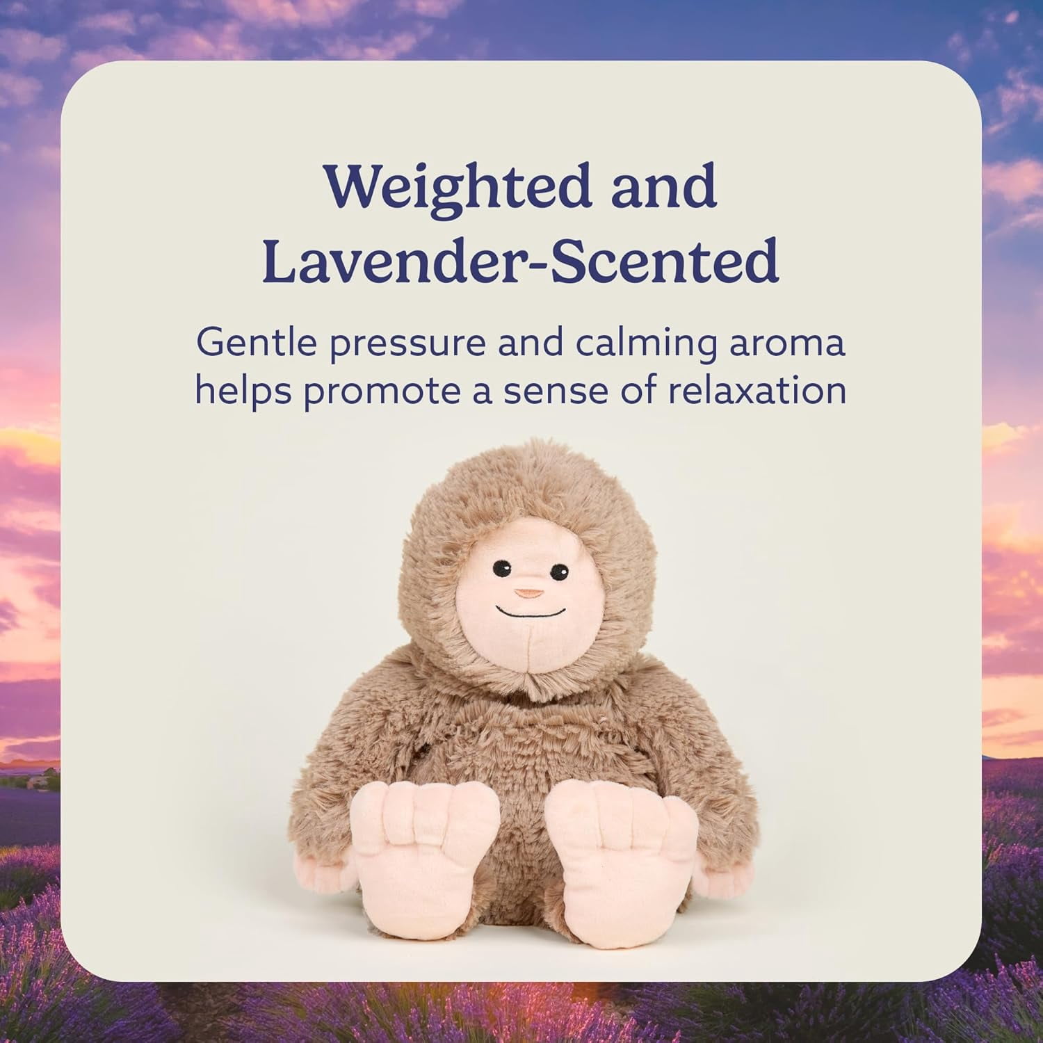 warmies 13” Bigfoot Stuffed Animal, Microwavable Heated Plushies and Weighted Soft Plush Toys