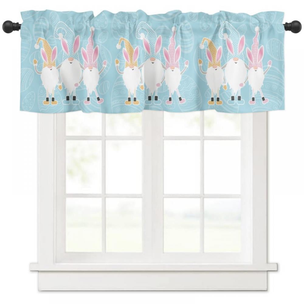 Easter Valance for Windows Kitchen Short Curtain Panels Farm Bunny Butt ...