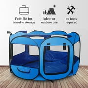 Confote 45" Blue Portable Foldable Pet Playpen Crates Kennel Indoor & Outdoor Use with Water Resistant for Dog/Cat/Rabbit