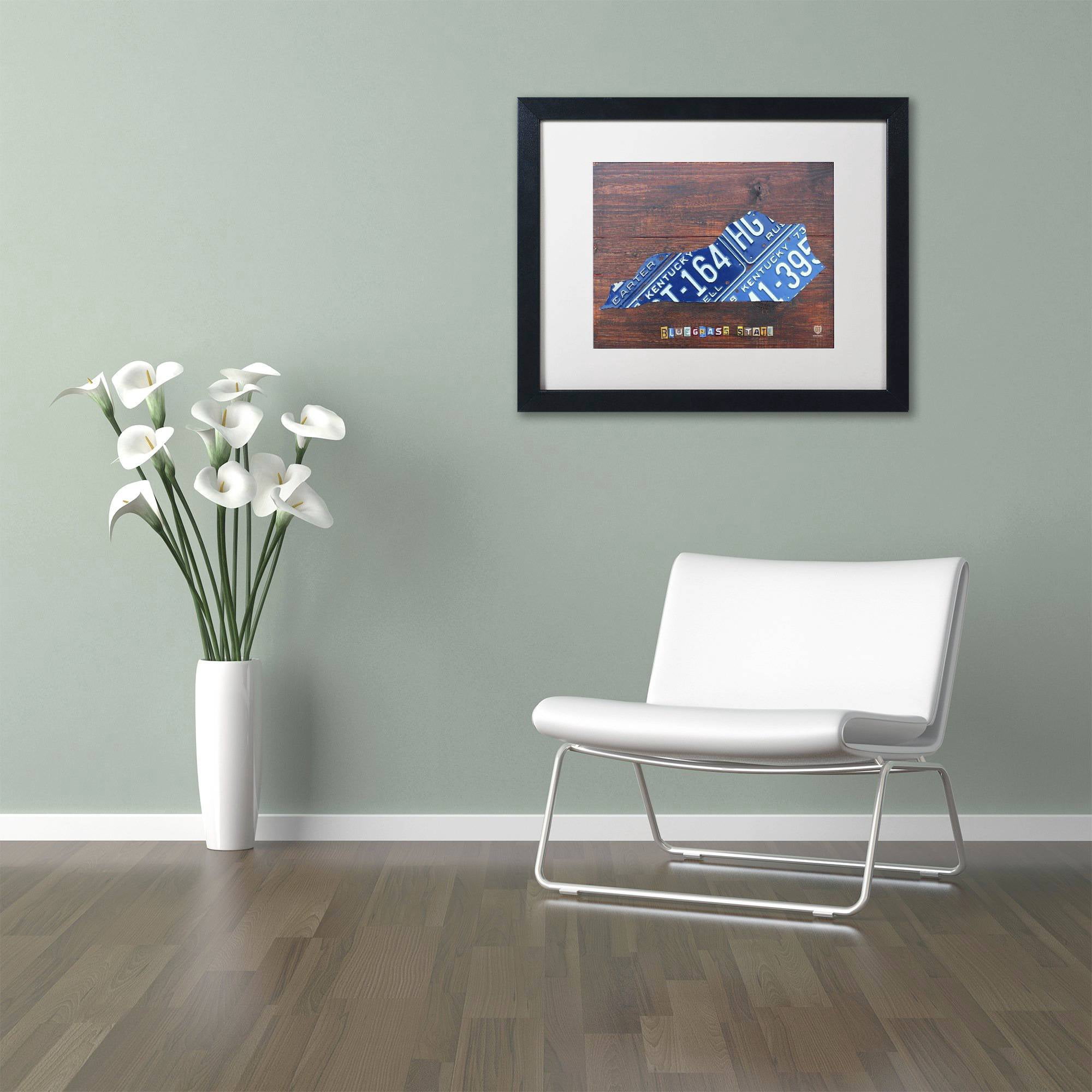Trademark Fine Art 'Kentucky License Plate Map' Canvas Art by Design Turnpike, White Matte, Black Frame