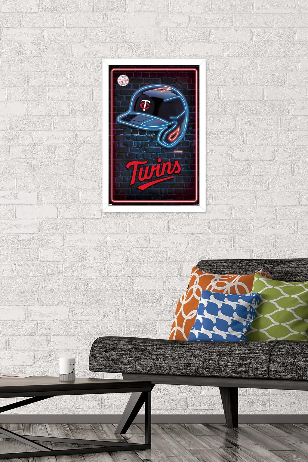 MLB Minnesota Twins - Neon Helmet 23 Wall Poster, 14.725" x 22.375" Framed
