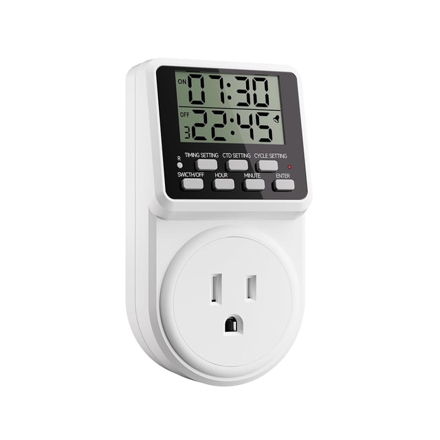 ZJQYDS Digital Programmable Outlet Timer Plug Indoor Short Period Repeat Cycle Timer Switch with 24 Hour Countdown Delay ON/Off for Electrical Power (120V, 15A)