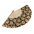 thumbnail image 2 of 1pc Hand Fan Flower Design Sunflower Helianthus Annuus Foldable 23cm 9inch with Bamboo Rib and Cotton Pouch, 2 of 5