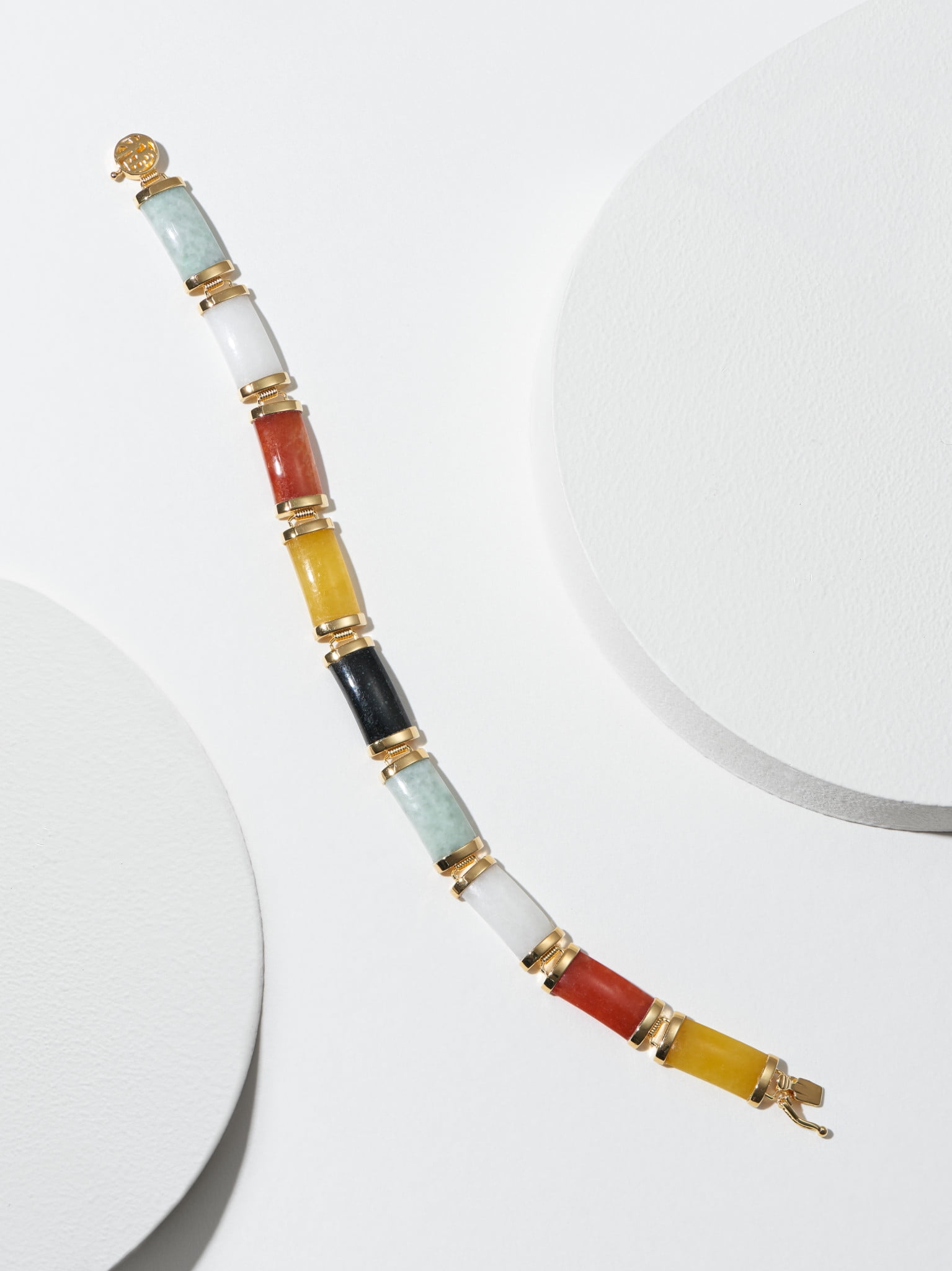 Multi-Color Jade Bracelet 14K/Sterling Silver