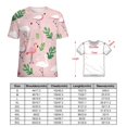 thumbnail image 2 of Flamingo Pattern Womens Tops Women's Fashion Casual Short Sleeve Flower Print Round Neck Pullover Top Blouse, 2 of 6