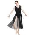 thumbnail image 4 of IBTOM CASTLE Women Lyrical Dance Dress Modern Contemporary V-Neck Backless Split Tulle Skirt M Black, 4 of 8