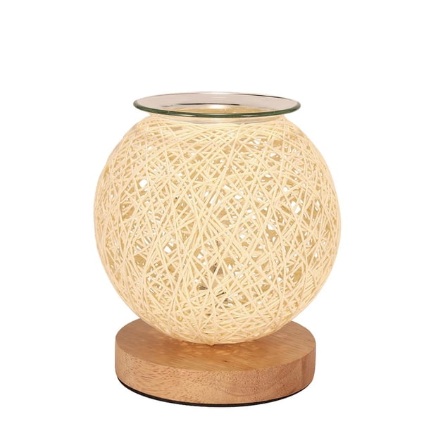 Luz De Mesa Led, Lámpara De Escritorio De Bola De Ratán, Lámpara Esférica De Ratán De Mimbre A Cuadros Moderna, Luz De Noche De Madera Para Cabecera Advancent HA024710-01
