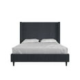 thumbnail image 4 of DHP Eveline Upholstered Platform Bed Frame with High Wingback Headboard, Queen, Textured Dark Blue Canvas, 4 of 20