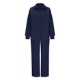 thumbnail image 4 of Womens 2 Piece Fall Outfits Long Sleeve Button Down Shirt and Wide Leg Pant Sets Loose Casual Streetwear (XL, Navy), 4 of 6
