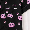 thumbnail image 5 of Women's Satin Halloween Pajamas Sets with Shorts Soft Button down Short Sleeve Shirts Wide Leg Shorts 2 Piece Pumpkin Printed Graphic Sleepwear Loungewear Pjs Set X_Black S, 5 of 8