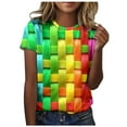 thumbnail image 1 of WEIYLL T-Shirts Femmes Col Rond Imprimé Graphique Coloré Manches Courtes Blouse Verte Tailles TG, 1 of 5
