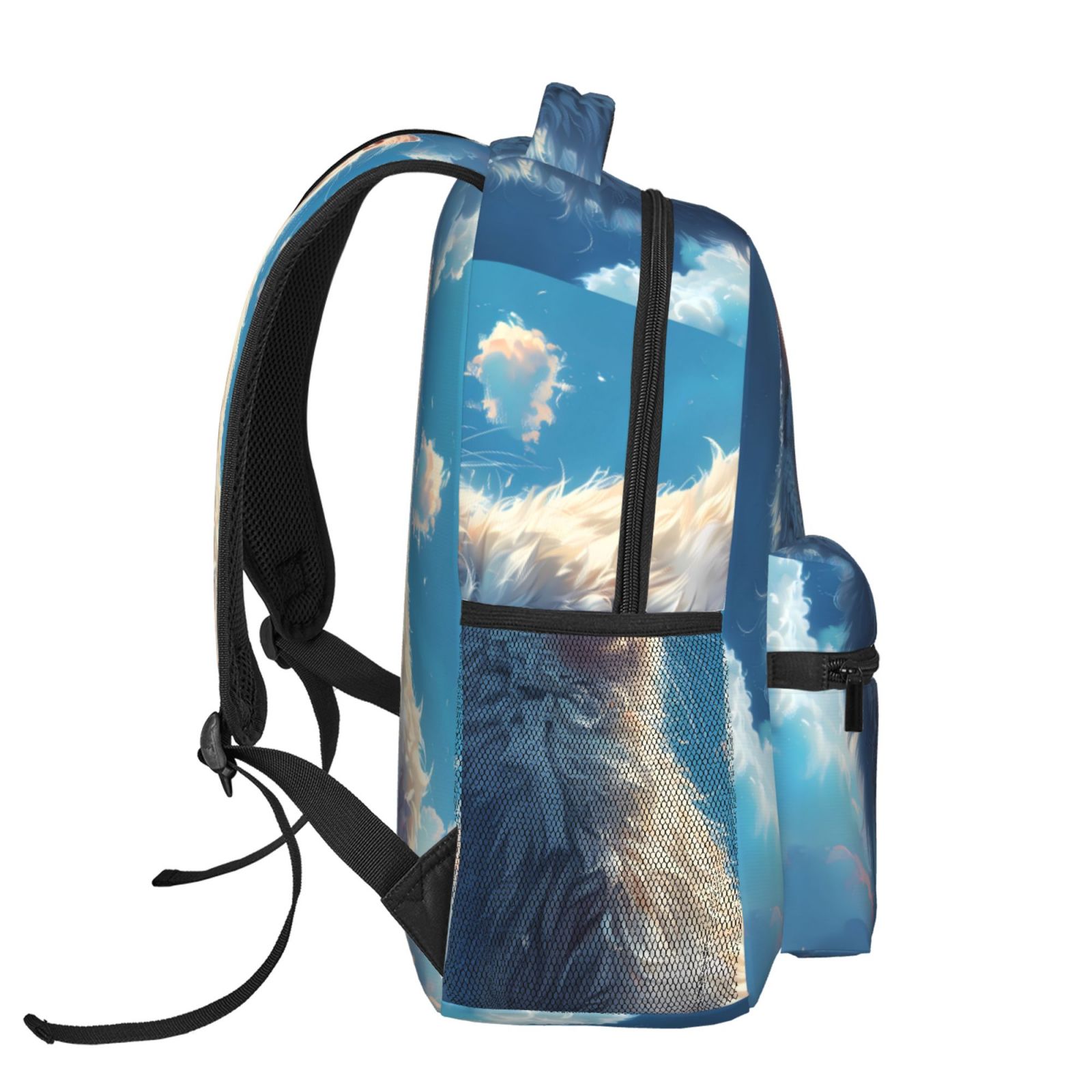Xecao Clear Sky Blue Cat Backpack, a stylish and functional choice for both men and women, is the perfect basic bookbag for college, work, or travel