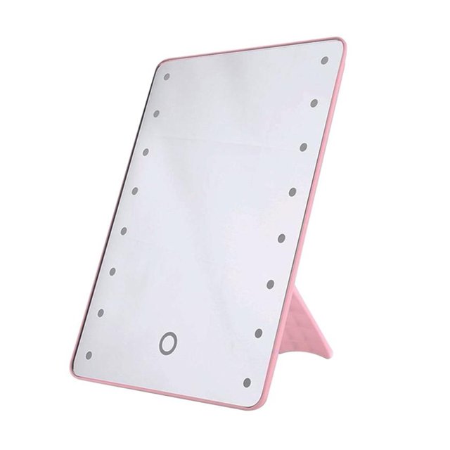 16 LEDs Desktop Cosmetic Mirror Touch Screen Dimmable Makeup Mirror With Light Battery Operated Vanity Mirror With Stand ,Widely Use